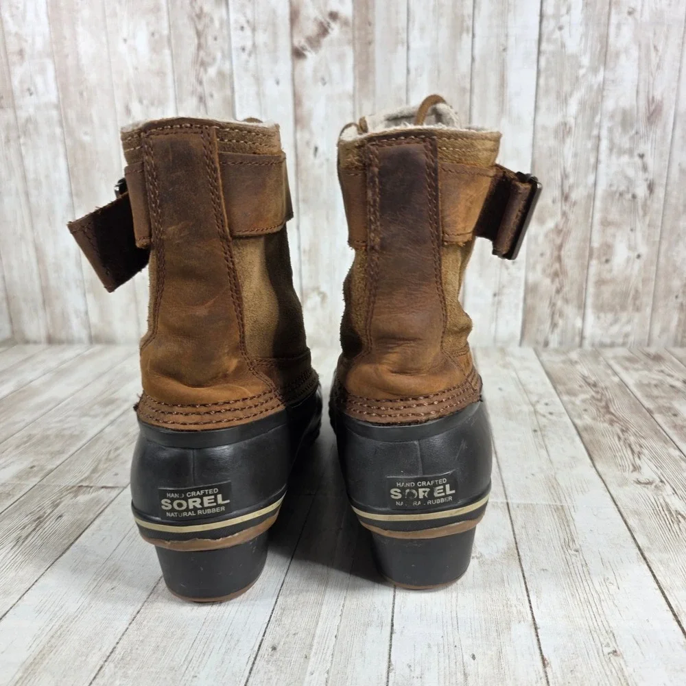 Sorel Waterproof Winter Boots Women's‎ 7 Brown Leather Lace Up Duck Boot
